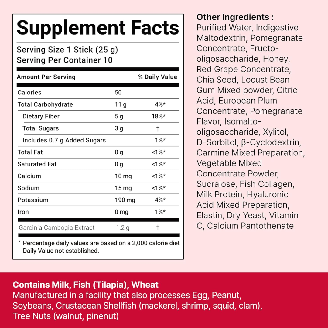 K-Slim Pomegranate Cutting Jelly – Daily Fiber Supplement for Digestion Support, Bloating Relief & Weight Management – 10 Sticks